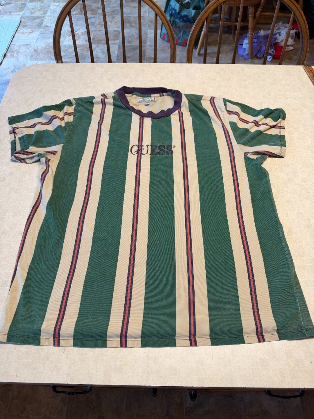 Vintage 90’s Embroidered Guess Striped Tee Large